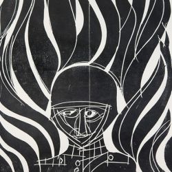 HAP Grieshaber – Triptychon Ratgeb: Soldat Weltkrieg II, 1973, Holzschnitt auf Papier, Deutsches Bauernkriegsmuseum Böblingen (Foto: Marc Holzner, Stuttgart)