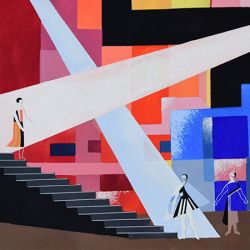 Alexandra Exter – „Maquette de lumière“ aus dem Portfolio „Décors de Théâtre“, 1927/1930, Pochoir, handkoloriert, Gouache, auf festem Bütten, 25,1 × 28,1 cm, Sammlung Pabst