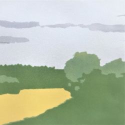 Joachim Tatje – „Raps bei Obergrombach“, Farbholzschnitt, 2022
