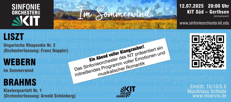 WERBUNG: KIT Sinfonieorchester – „Im Sommerwind“ am Sa, 12.7.