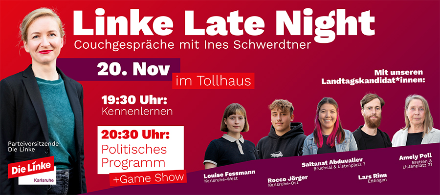 WERBUNG: Linke Late Night - Couchgespräche mit Ines Schwerdtner